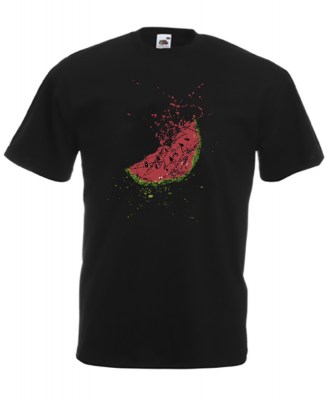 ΜΑΥΡΟ T-shirt FRUIT OF THE LOOM με στάμπα ART514